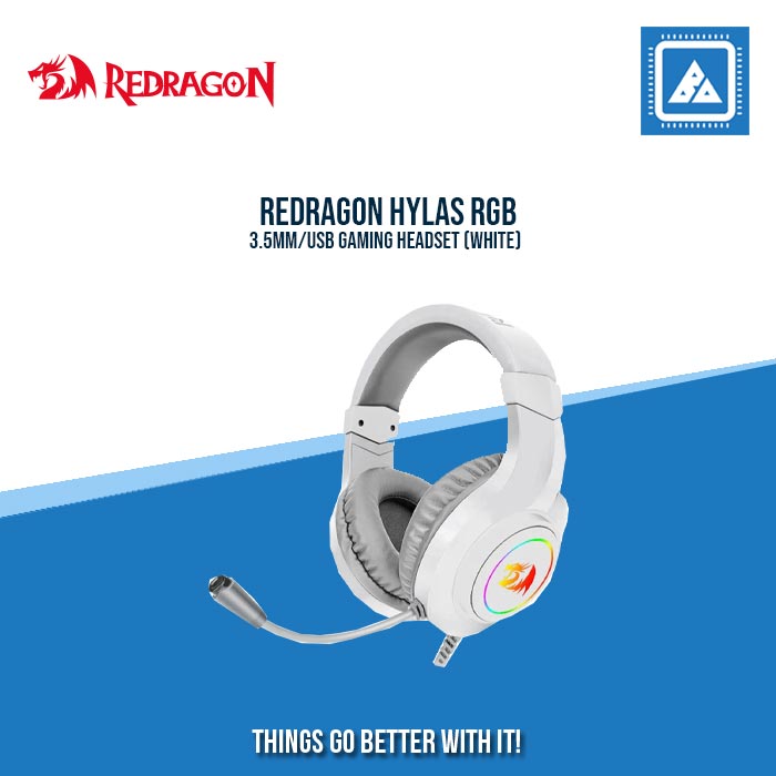REDRAGON HYLAS RGB 3.5MM/USB GAMING HEADSET (WHITE) REDRAGON HYLAS RGB 3.5MM/USB GAMING HEADSET (WHITE)